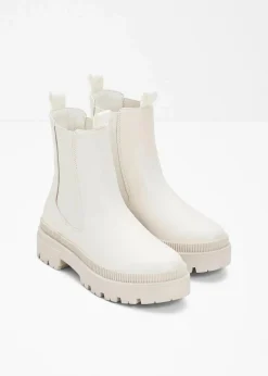 bonprix Schuhe & Accessoires In Spezialgrößen·Schuhe In Übergröße|Schuhe & Accessoires In Spezialgrößen·Elastischer Schaft|Chelsea-Boots mit Profilsohle perlweiß