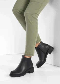 bonprix Stiefeletten|Boots|Chelsea-Boots mit Profilsohle schwarz