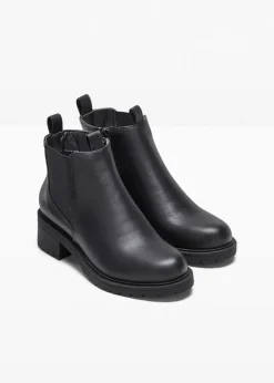 bonprix Stiefeletten|Boots|Chelsea-Boots mit Profilsohle schwarz
