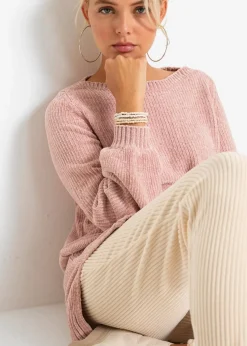 bonprix Pullover & Strickjacken|Nachhaltigere Materialien|Chenille-Longpullover vintagerosa