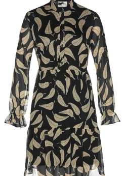 bonprix Nachhaltigere Materialien|Kleider|Chiffon Kleid schwarz/wollweiß floral