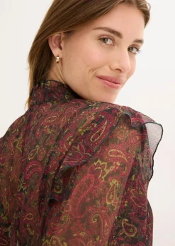 bonprix Bekleidung·Jacken & Mäntel|Blusen & Tuniken|Chiffonbluse schwarz/dunkeloliv/rhododendronrot/weinrot paisley