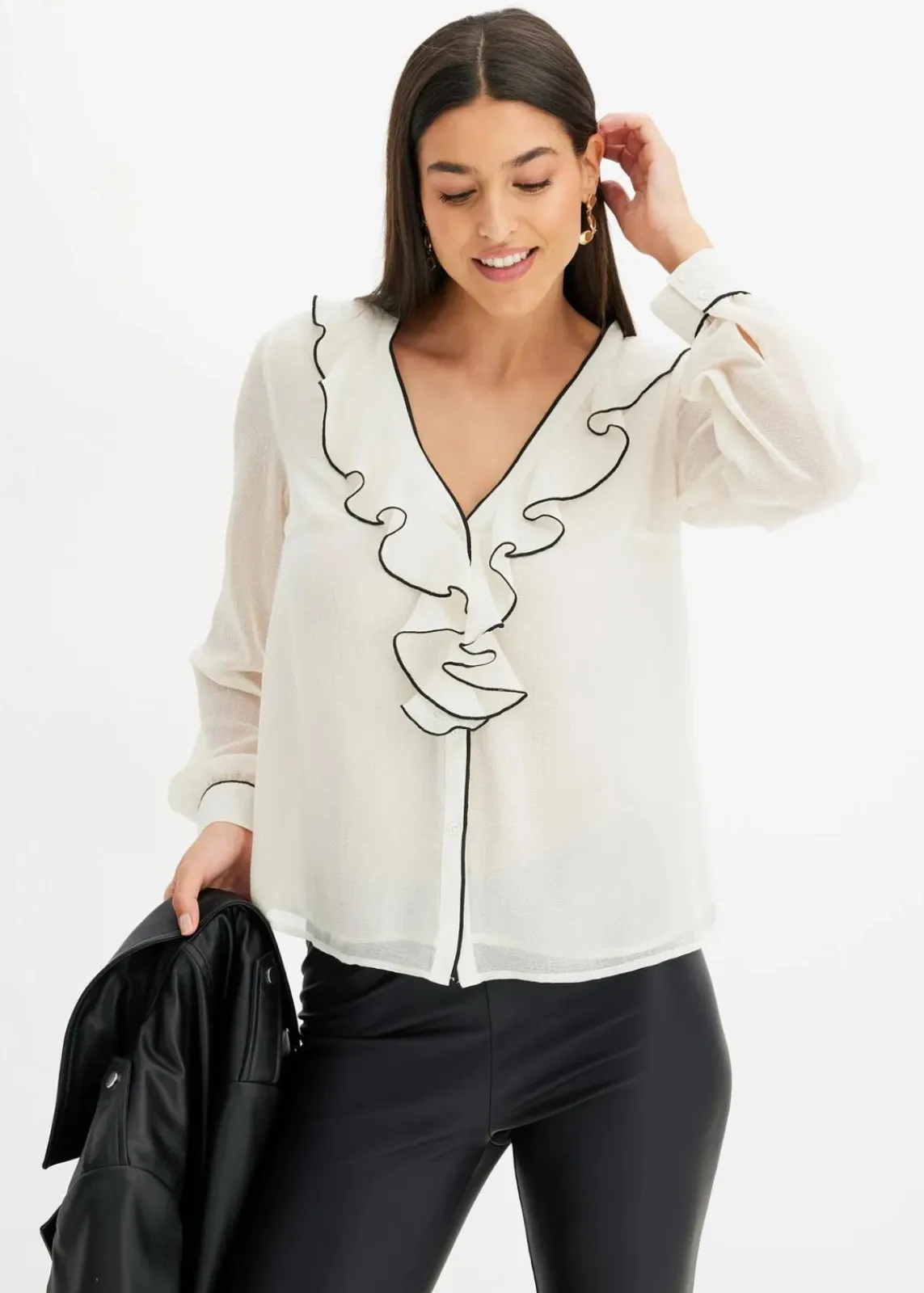 bonprix Bekleidung·Jacken & Mäntel|Blusen & Tuniken|Chiffonbluse wollweiß