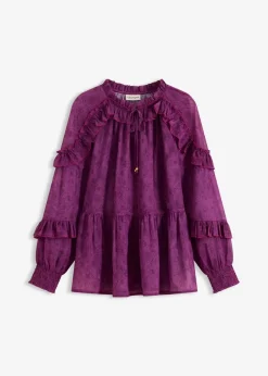bonprix Bekleidung·Jacken & Mäntel|Blusen & Tuniken|Chiffonbluse dunkellila paisley