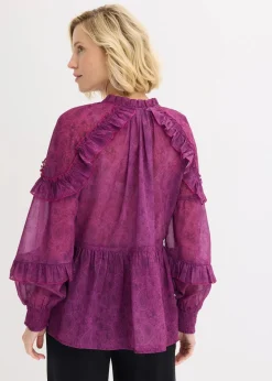 bonprix Bekleidung·Jacken & Mäntel|Blusen & Tuniken|Chiffonbluse dunkellila paisley
