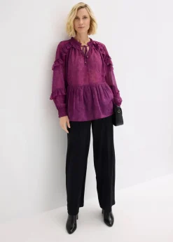 bonprix Bekleidung·Jacken & Mäntel|Blusen & Tuniken|Chiffonbluse dunkellila paisley