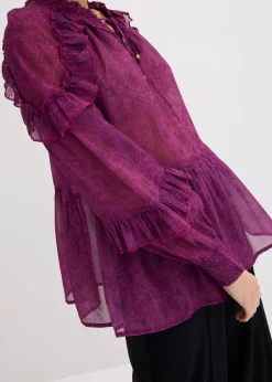 bonprix Bekleidung·Jacken & Mäntel|Blusen & Tuniken|Chiffonbluse dunkellila paisley