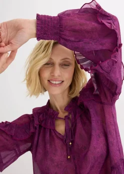 bonprix Bekleidung·Jacken & Mäntel|Blusen & Tuniken|Chiffonbluse dunkellila paisley