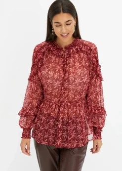 bonprix Bekleidung·Jacken & Mäntel|Blusen & Tuniken|Chiffonbluse rubinrot bedruckt
