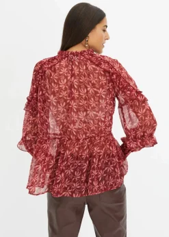 bonprix Bekleidung·Jacken & Mäntel|Blusen & Tuniken|Chiffonbluse rubinrot bedruckt