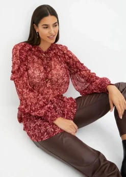 bonprix Bekleidung·Jacken & Mäntel|Blusen & Tuniken|Chiffonbluse rubinrot bedruckt