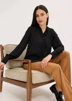 bonprix Bekleidung·Jacken & Mäntel|Blusen & Tuniken|Chiffonbluse mit Rüschen schwarz