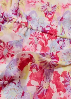 bonprix Bekleidung·Pullover & Strickjacken|Kleider|Chiffonkleid weiß/rosa geblümt