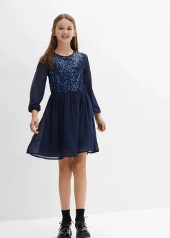 bonprix Mädchen 9-16 Jahre·Kleider & Jumpsuits|Mädchen 2-8 Jahre·Nachhaltigere Materialien|Chiffonkleid dunkelblau