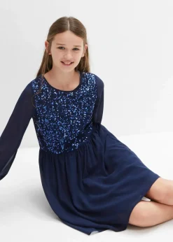 bonprix Mädchen 9-16 Jahre·Kleider & Jumpsuits|Mädchen 2-8 Jahre·Nachhaltigere Materialien|Chiffonkleid dunkelblau