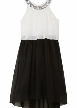 bonprix Mädchen 9-16 Jahre·Kleider & Jumpsuits|Chiffonkleid weiß/schwarz
