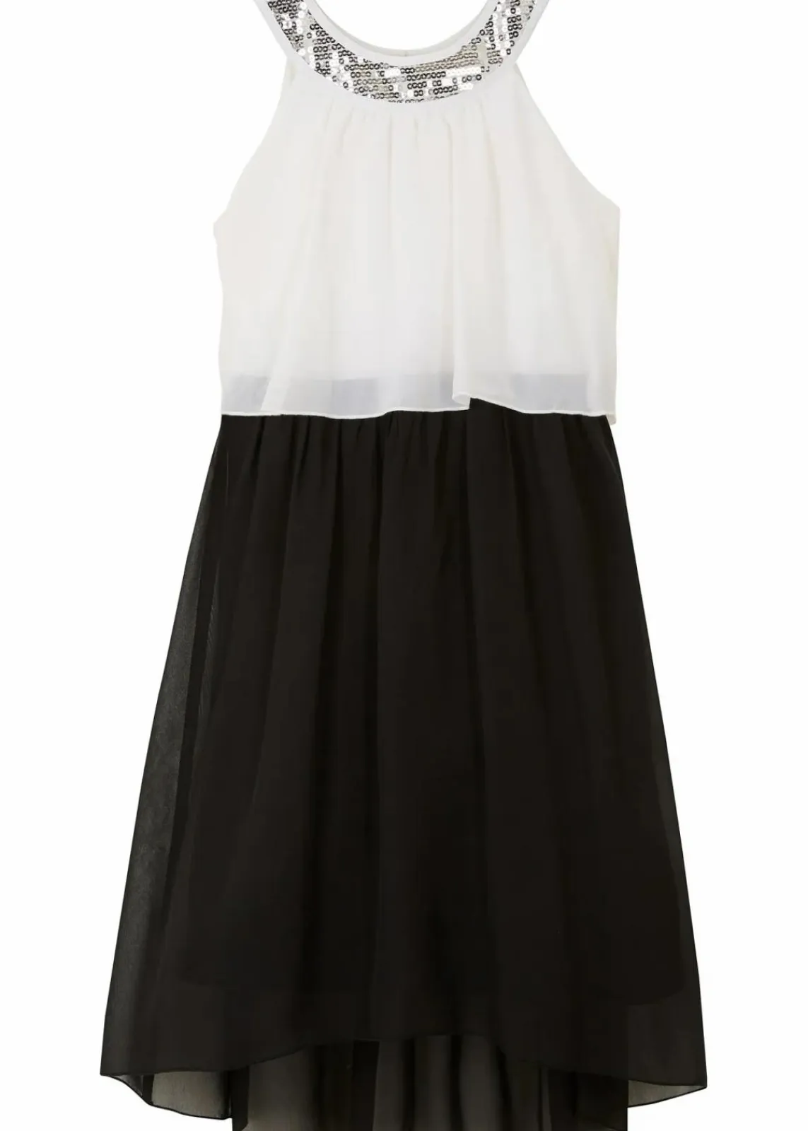 bonprix Mädchen 9-16 Jahre·Kleider & Jumpsuits|Chiffonkleid weiß/schwarz