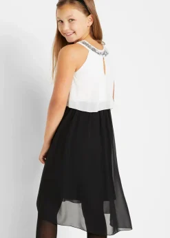 bonprix Mädchen 9-16 Jahre·Kleider & Jumpsuits|Chiffonkleid weiß/schwarz