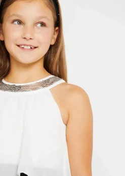 bonprix Mädchen 9-16 Jahre·Kleider & Jumpsuits|Chiffonkleid weiß/schwarz