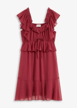 bonprix Bekleidung·Pullover & Strickjacken|Kleider|Chiffonkleid in A-Linie pflaumenrot