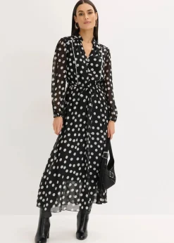 Chiffonkleid mit Kontrast-Pipings|bonprix Best