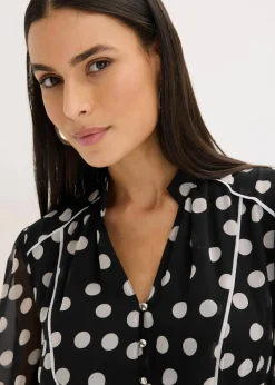 Chiffonkleid mit Kontrast-Pipings|bonprix Best