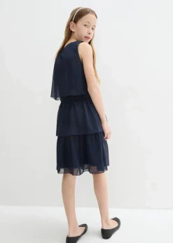 bonprix Mädchen 9-16 Jahre·Kleider & Jumpsuits|Chiffonkleid mit Paillettenband dunkelblau