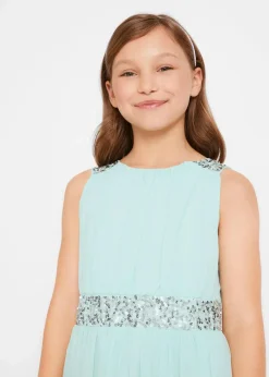 bonprix Mädchen 9-16 Jahre·Kleider & Jumpsuits|Chiffonkleid mit Paillettenband pastellmint