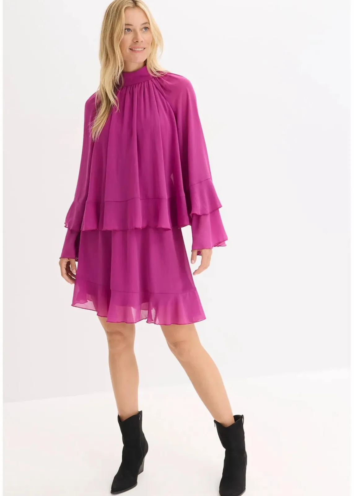 Chiffonkleid mit Volants|bonprix Online