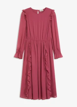 bonprix Bekleidung·Pullover & Strickjacken|Kleider|Chiffonkleid mit Volants waldbeere