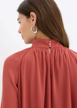 bonprix Bekleidung·Pullover & Strickjacken|Nachhaltigere Materialien|Chiffonkleid mit Volants marsalabraun