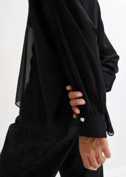 bonprix Bekleidung·Jacken & Mäntel|Blusen & Tuniken|Chiffontunika schwarz