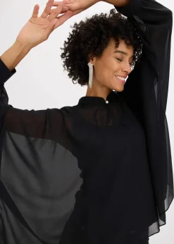 bonprix Bekleidung·Jacken & Mäntel|Blusen & Tuniken|Chiffontunika schwarz