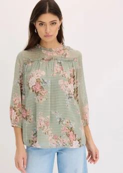 bonprix Bekleidung·Jacken & Mäntel|Blusen & Tuniken|Chiffon-Tunika hellschilf geblümt