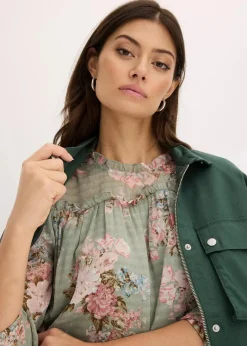 bonprix Bekleidung·Jacken & Mäntel|Blusen & Tuniken|Chiffon-Tunika hellschilf geblümt