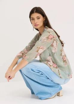 bonprix Bekleidung·Jacken & Mäntel|Blusen & Tuniken|Chiffon-Tunika hellschilf geblümt