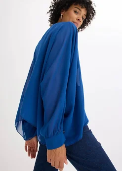 bonprix Blusen & Tuniken|Bekleidung·Jacken & Mäntel|Chiffontunika enzianblau