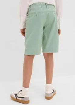 bonprix Jungen 9-16 Jahre·Shorts|Chino-Bermuda aus reiner Baumwolle mit verstellbarem Bund, Regular Fit pastellgrün