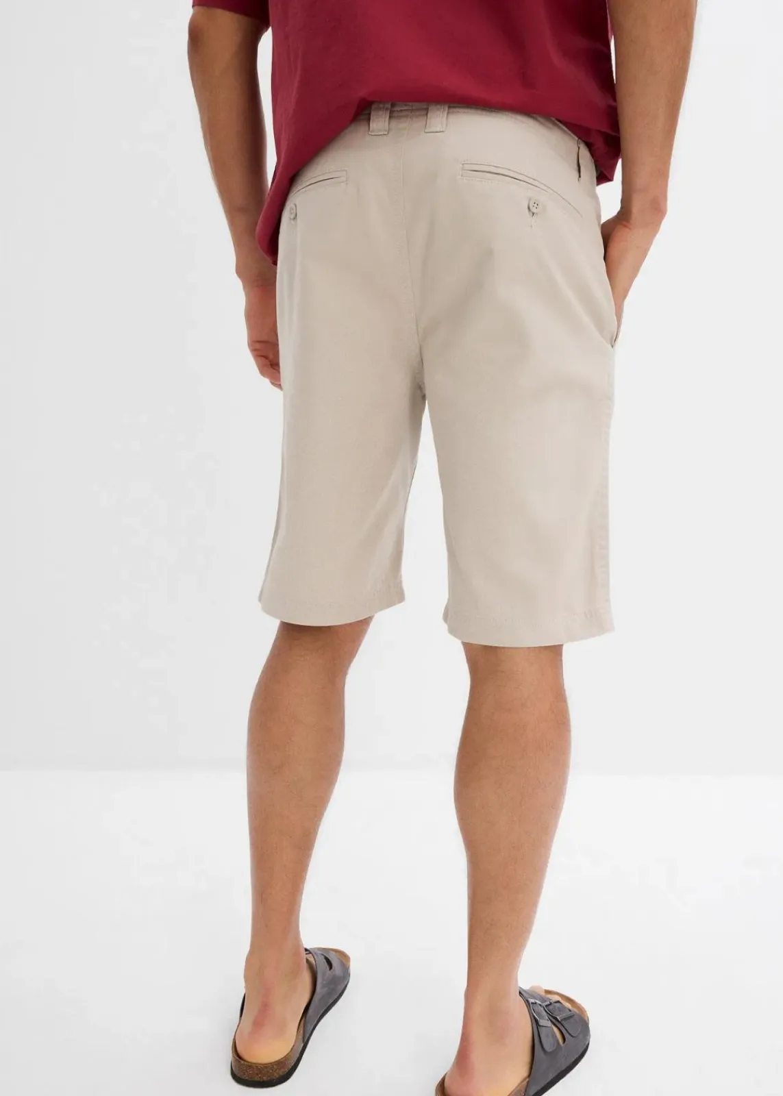 bonprix Hosen|Basics|Chino-Bermuda aus reiner Baumwolle, Regular Fit steingrau