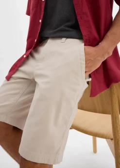 bonprix Hosen|Basics|Chino-Bermuda aus reiner Baumwolle, Regular Fit steingrau