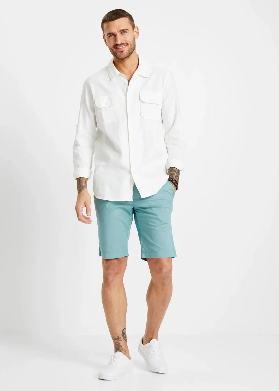 bonprix Hosen|Basics|Chino-Bermuda, Regular Fit mineralblau