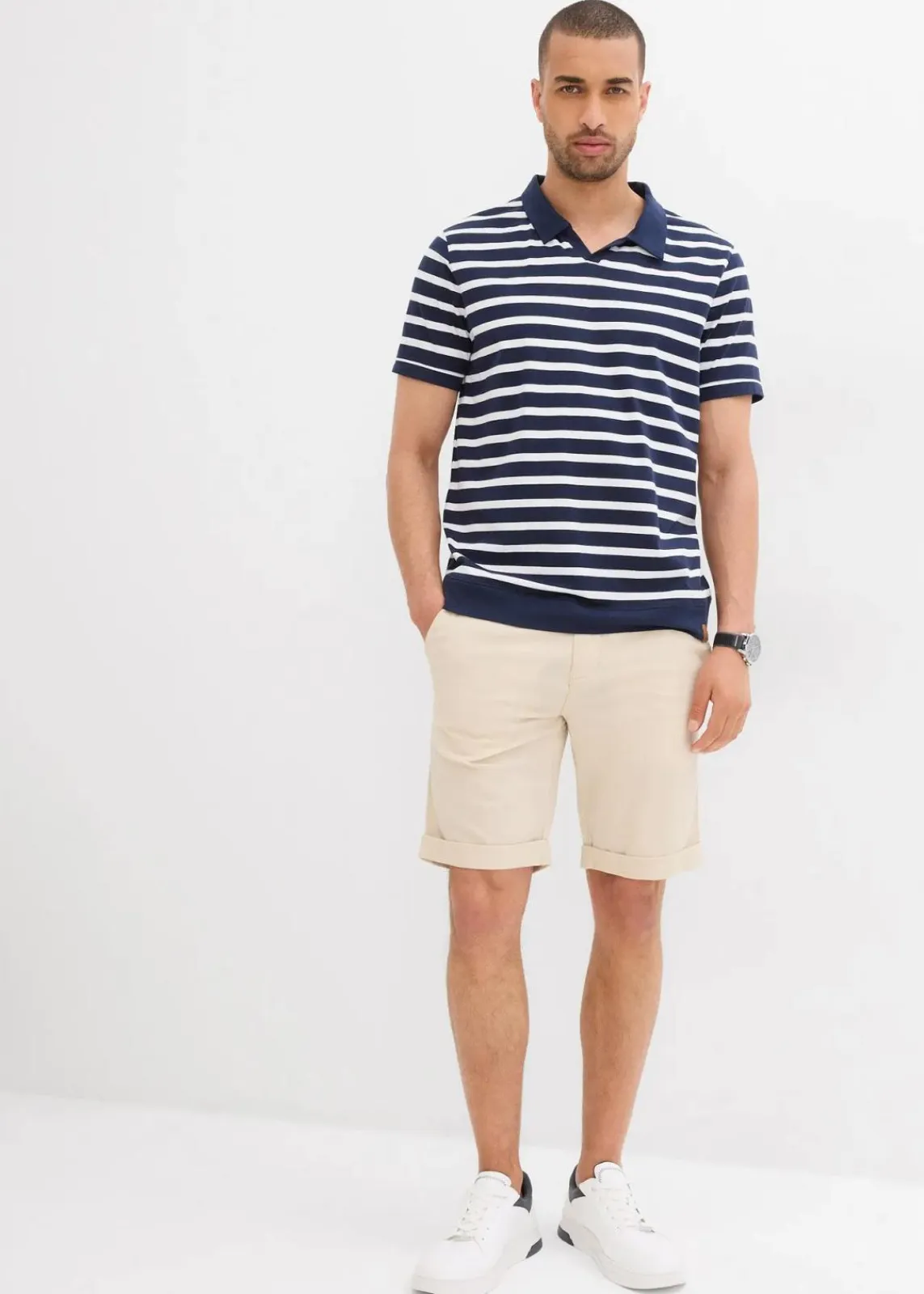 bonprix Große Größen|Shorts|Chino-Bermuda, Regular Fit hellsand