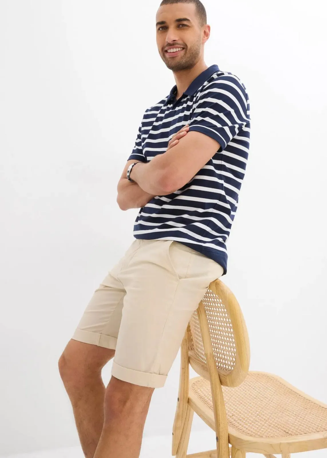 bonprix Große Größen|Shorts|Chino-Bermuda, Regular Fit hellsand