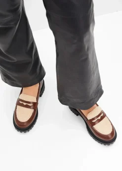 bonprix Slipper & Halbschuhe|Gefütterte Winterschuhe|Chunky Loafer mahagonibraun