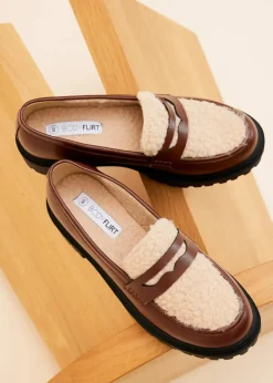 bonprix Slipper & Halbschuhe|Gefütterte Winterschuhe|Chunky Loafer mahagonibraun