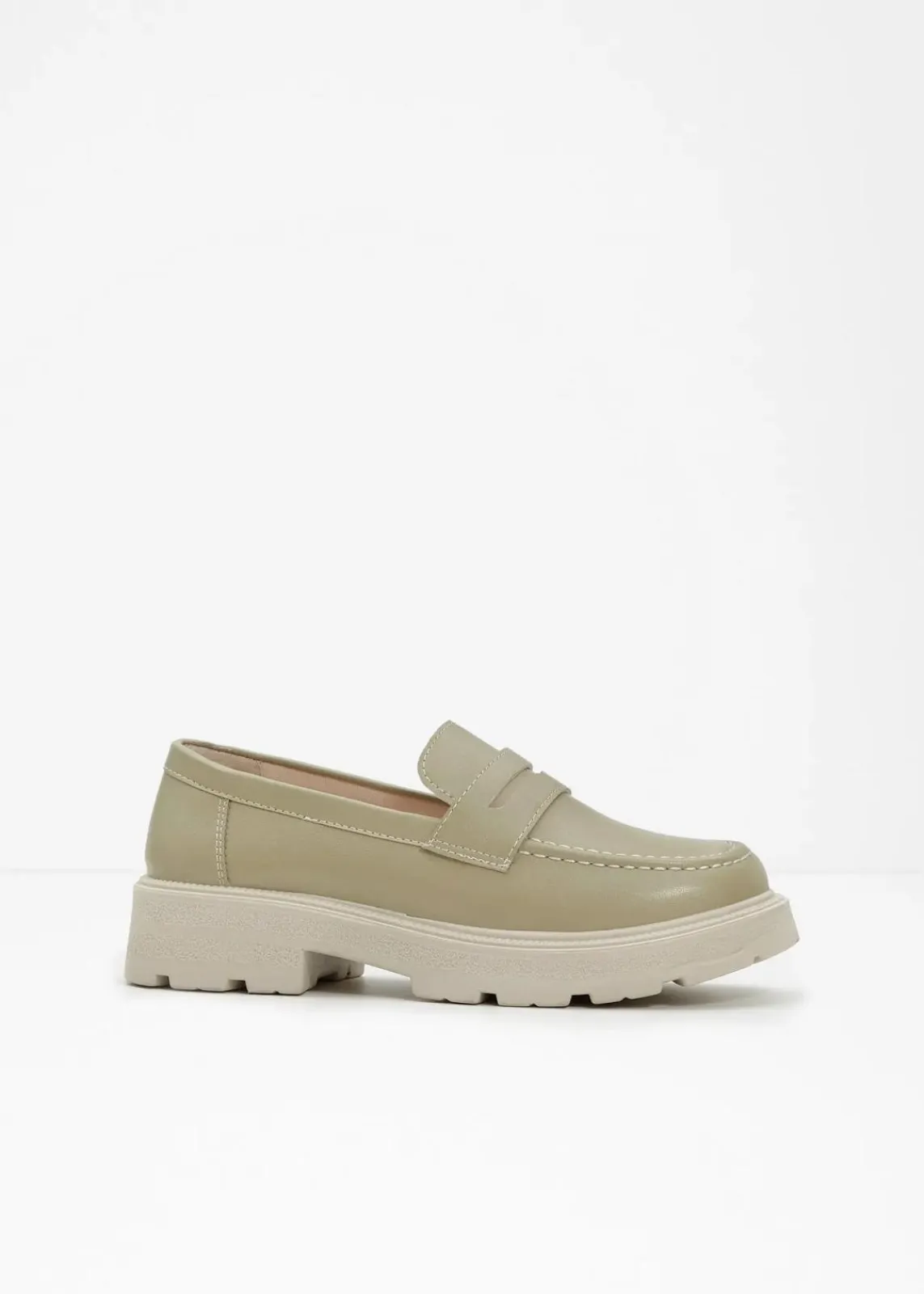 bonprix Sommerschuhe|Loafer|Chunky Loafer mit leichter Sohle rauchkhaki