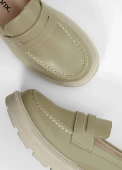bonprix Sommerschuhe|Loafer|Chunky Loafer mit leichter Sohle rauchkhaki