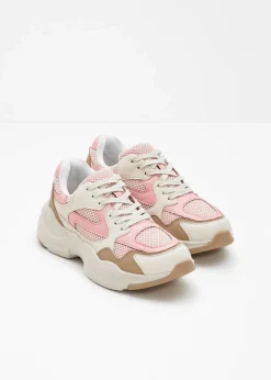 bonprix Sneaker|Chunky Sneaker mit leichter Sohle natur/softrosa/grünbeige