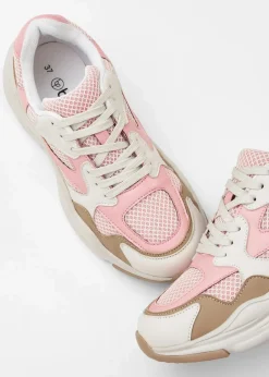 bonprix Sneaker|Chunky Sneaker mit leichter Sohle natur/softrosa/grünbeige