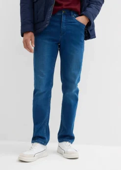bonprix Jeans|Sweat|Classic Fit Jeans aus weichem Sweat-Denim mit Komfortbund, Straight blau denim